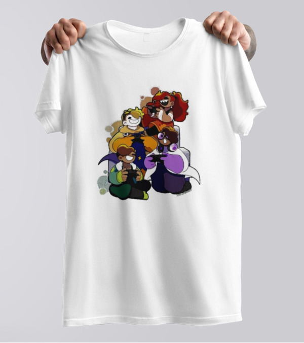 Bish Bash Bots Colorful Cartoon Characters Gaming Together T-Shirt