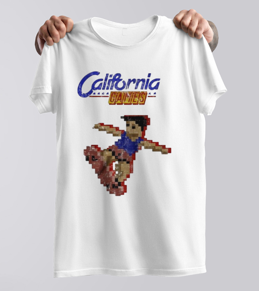 California Games Pixelated Skateboarding Retro Gaming T-Shirt