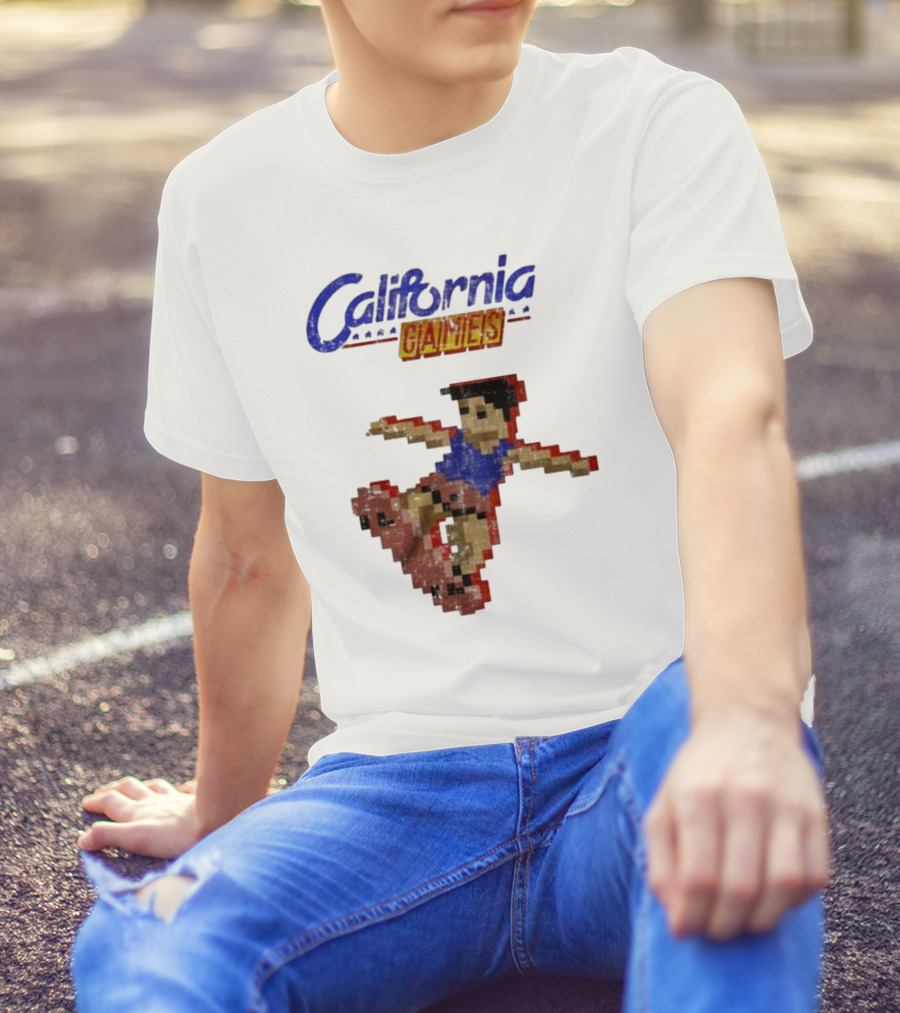 California Games Pixelated Skateboarding Retro Gaming T-Shirt
