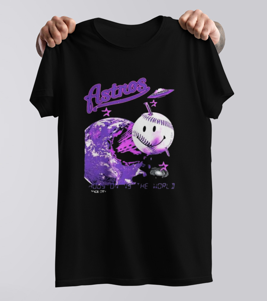 Astros Houston Cosmic Baseball World Space City Iconic Smiley Planetary Galaxy T-Shirt
