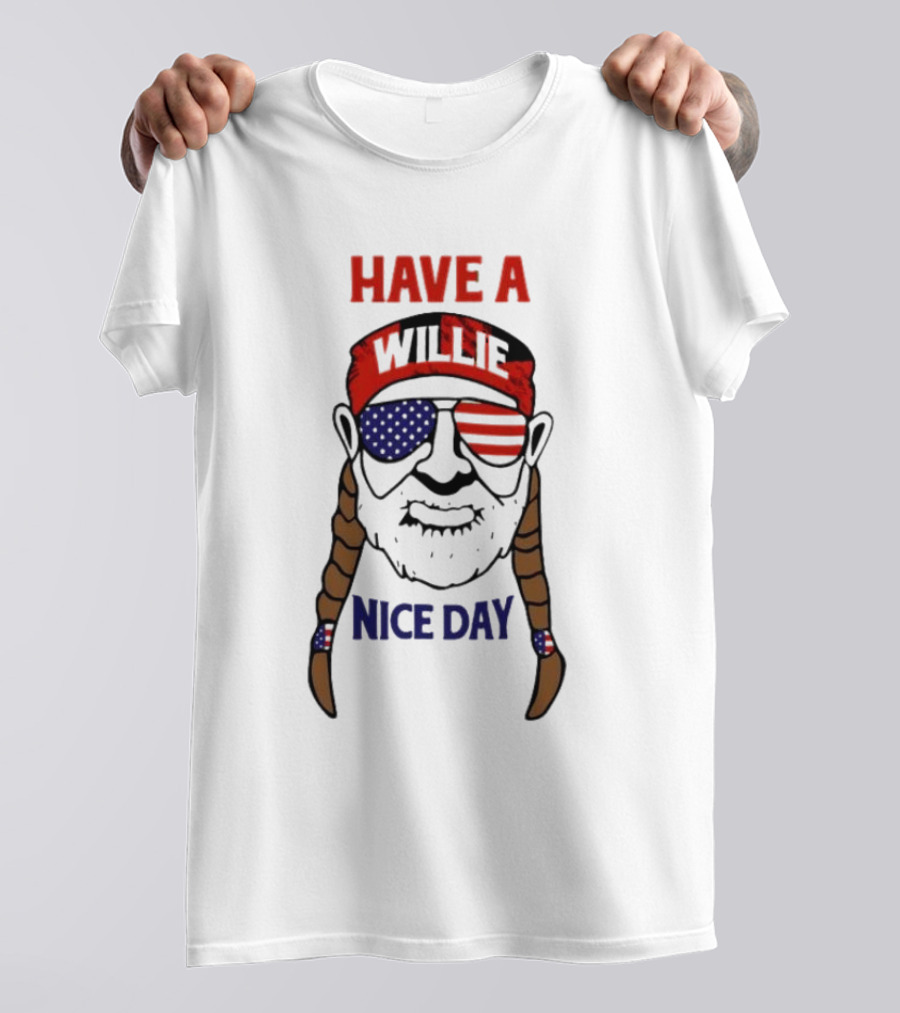 Have A Willie Nice Day USA Bandana Sunglasses Braids T-Shirt