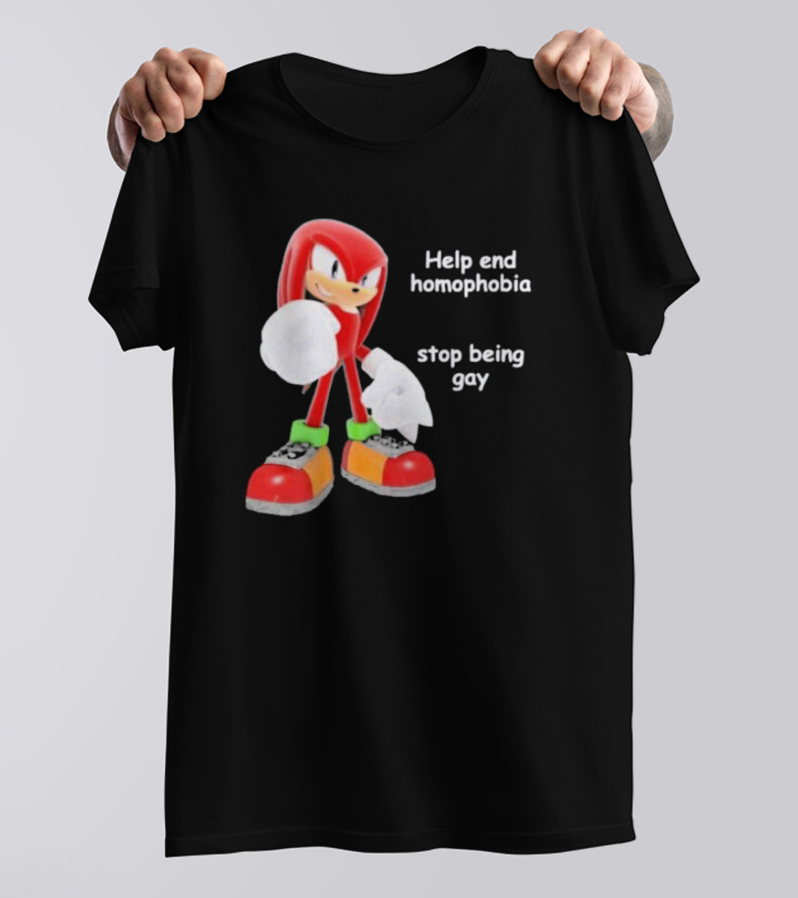 Help End Homophobia Stop Being Gay Knuckles Sonic T-Shirt