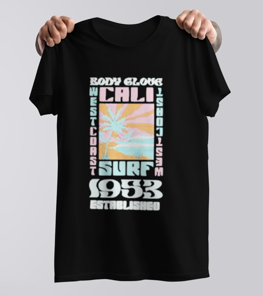 Body Glove Cali Surf 1953 Established West Coast Retro Palm Tree Ocean Waves T-Shirt