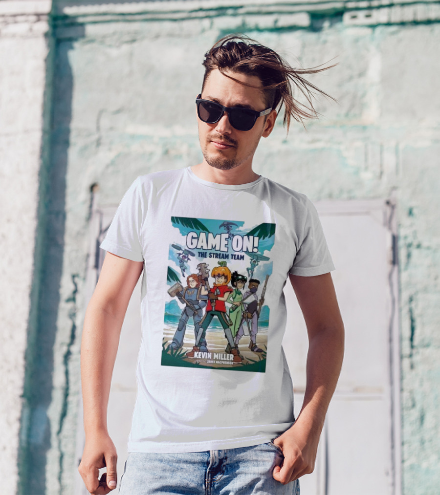 GAME ON THE STREAM TEAM KEVIN MILLER JARED MACPHERSON CHARACTERS PALM TREES ADVENTURE T-Shirt