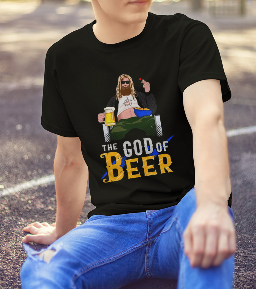 The God Of Beer Fat Thor With Sunglasses And Beer Mug T-Shirt