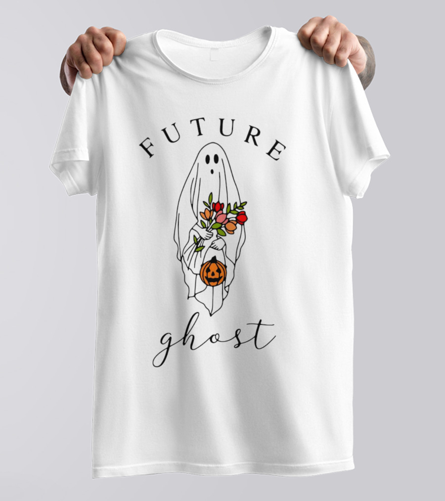 FUTURE GHOST HOLDING FLOWERS AND PUMPKIN HALLOWEEN T-Shirt