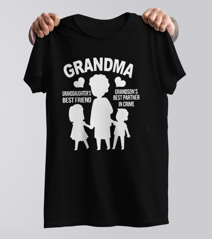 Grandma Granddaughter's Best Friend Grandson's Best Partner In Crime Hearts T-Shirt