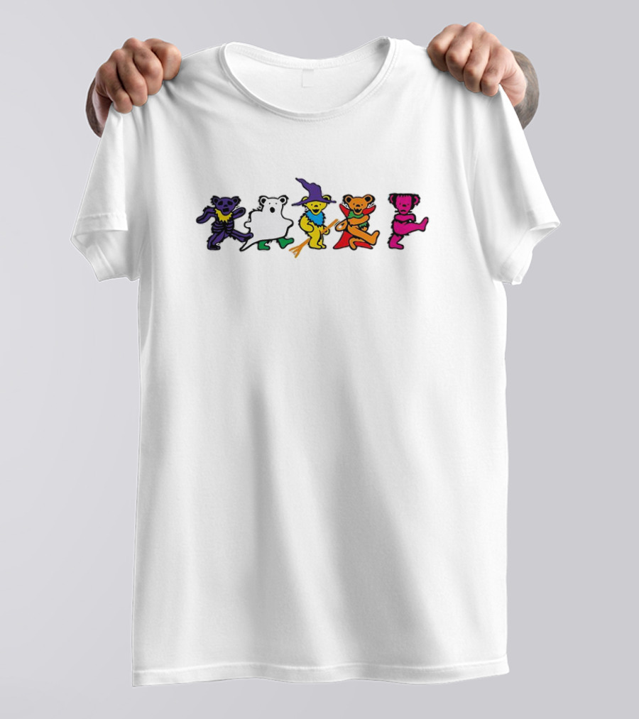 Grateful Dead Dancing Bears Halloween Skeleton Ghost Witch Vampire Costumes T-Shirt