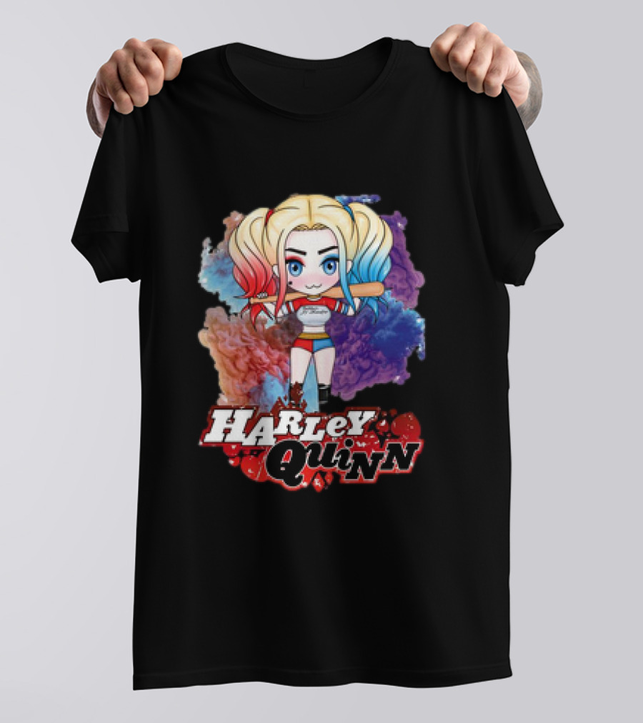 Harley Quinn Birds Of Prey Chibi Colorful Background T-Shirt
