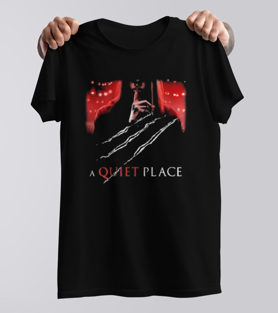 A Quiet Place Red Intensity Shushing With Scratches T-Shirt