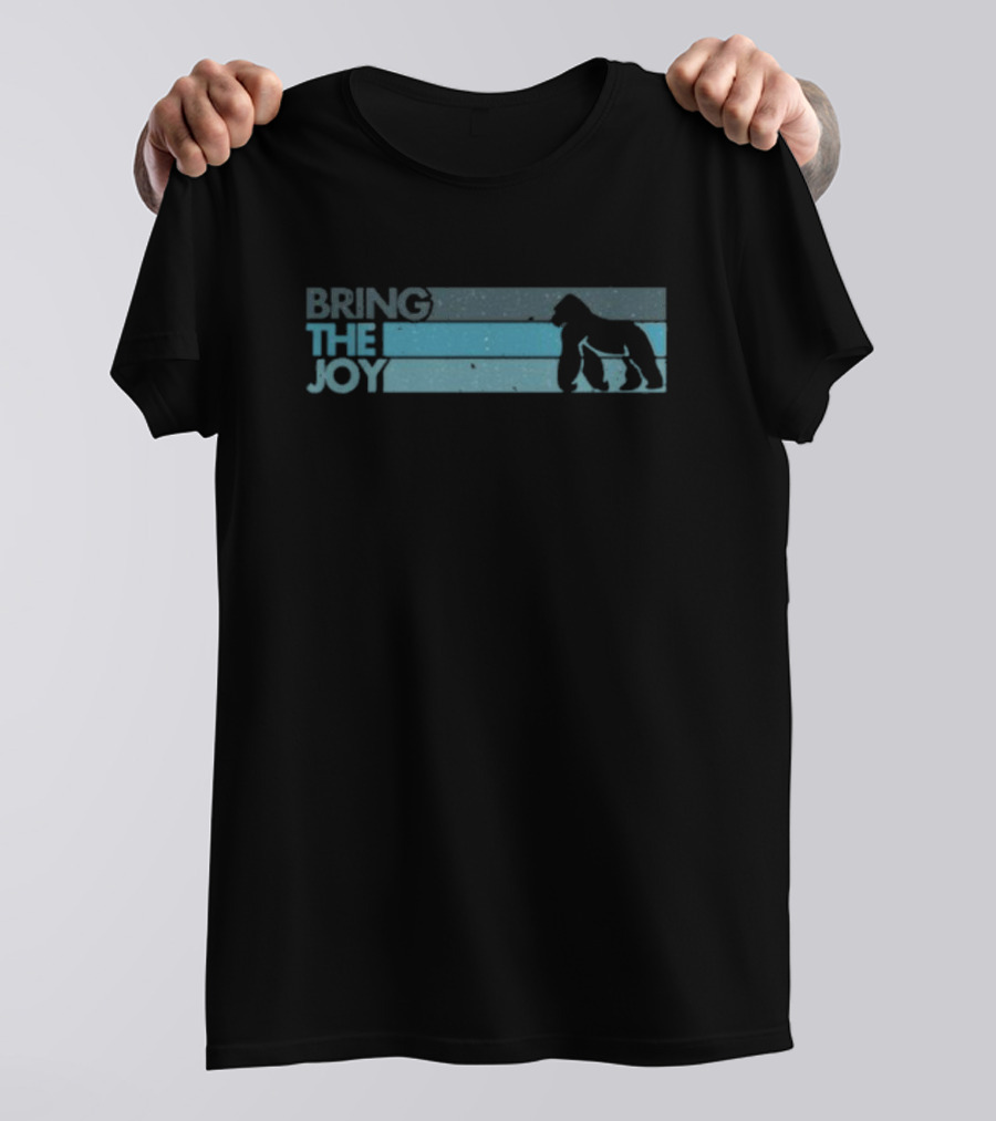 Bring The Joy Gorilla Silhouette Blue Stripes T-Shirt