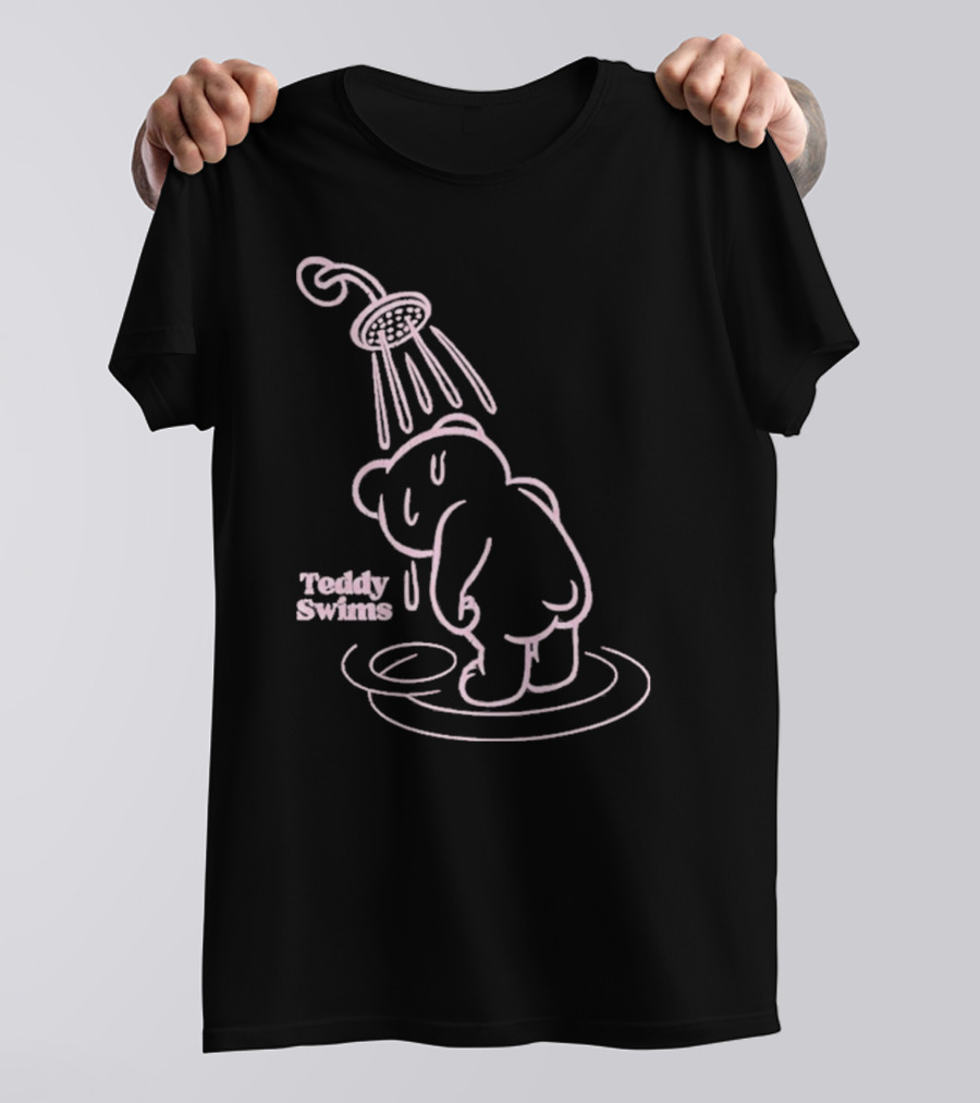 Teddy Swims Bear Under Shower Sad Broken Heart T-Shirt