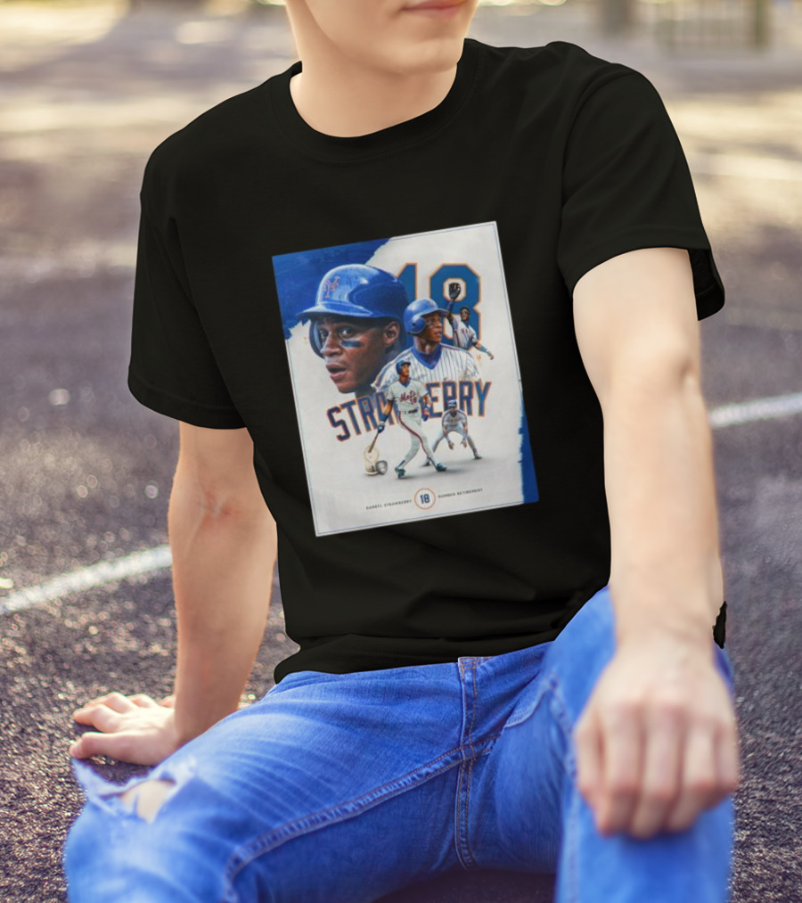 Darryl Strawberry Mets 18 Number Retirement Celebration With Iconic Baseball T-Shirt
