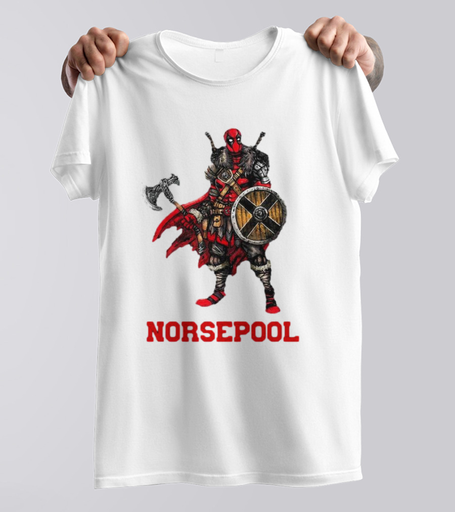 Deadpool Norsepool Viking Warrior With Axe And Shield T-Shirt