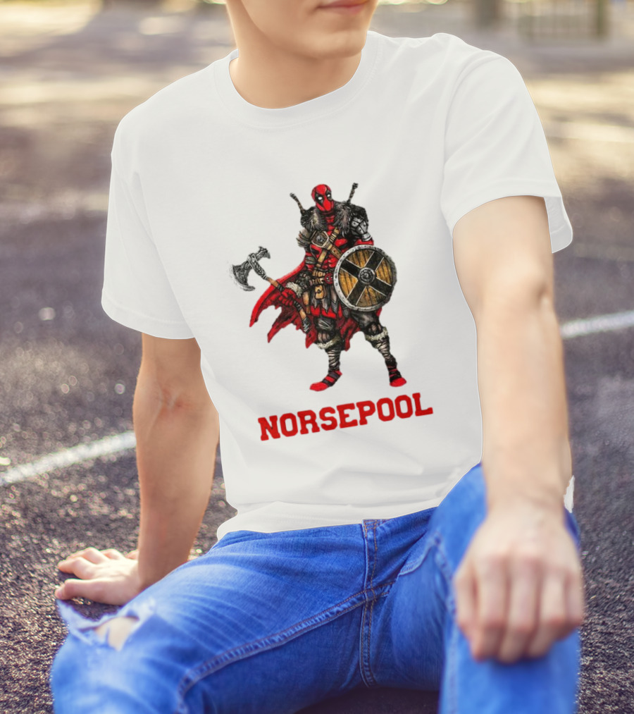 Deadpool Norsepool Viking Warrior With Axe And Shield T-Shirt
