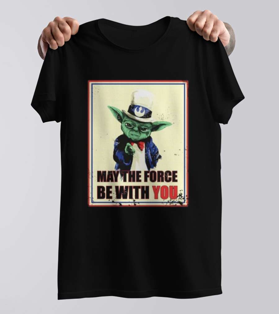 Baby Yoda May The Force Be With You Uncle Sam T-Shirt