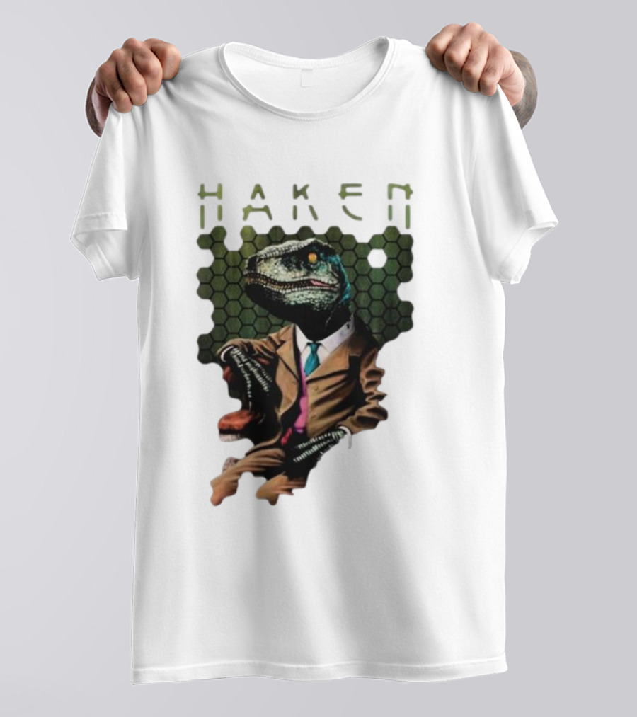 Haken Raptor Sophisticated Dinosaur In Suit T-Shirt