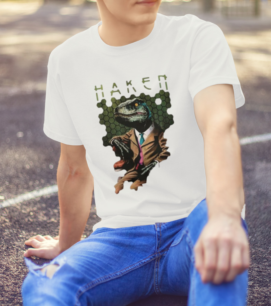 Haken Raptor Sophisticated Dinosaur In Suit T-Shirt