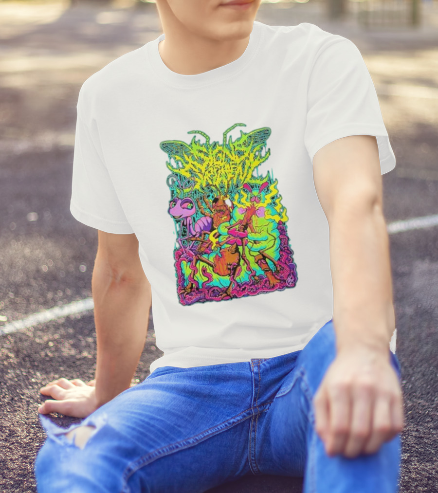 Signs Of The Swarm A Swarm’s Life Neon Psychedelic Insect Adventure T-Shirt