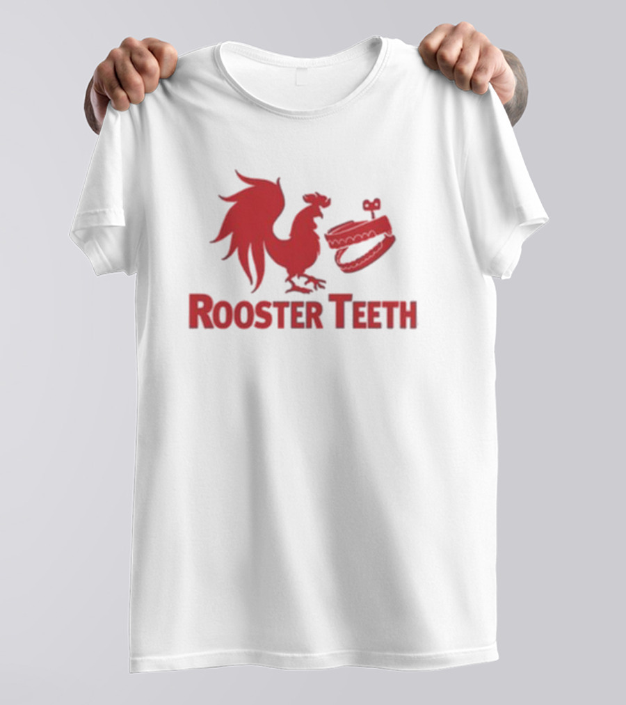 Rooster Teeth Red Rooster And Wind-Up Chattering Teeth T-Shirt