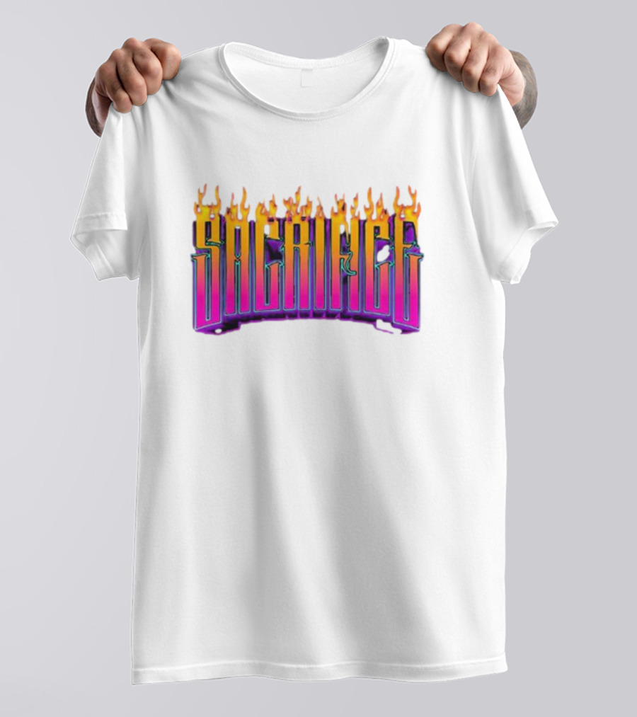 Sacrifice Hades Sunset Flame Text T-Shirt