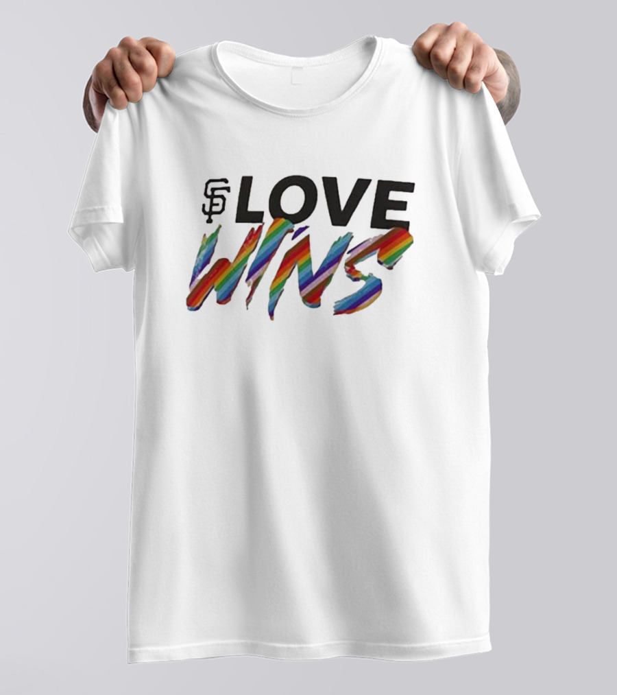 San Francisco Giants Love Wins Rainbow Text Fanatics Branded T-Shirt