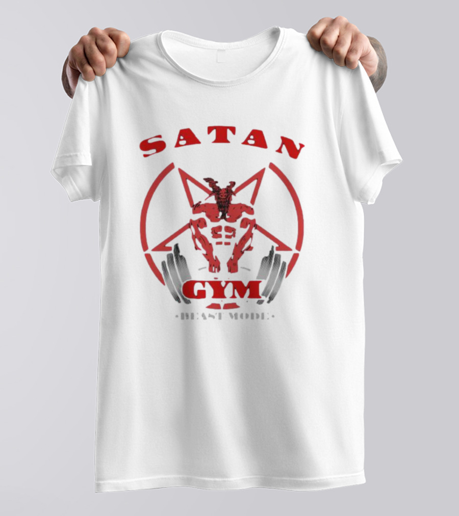 Satan Gym Beast Mode Pentagram Demon Weightlifting T-Shirt