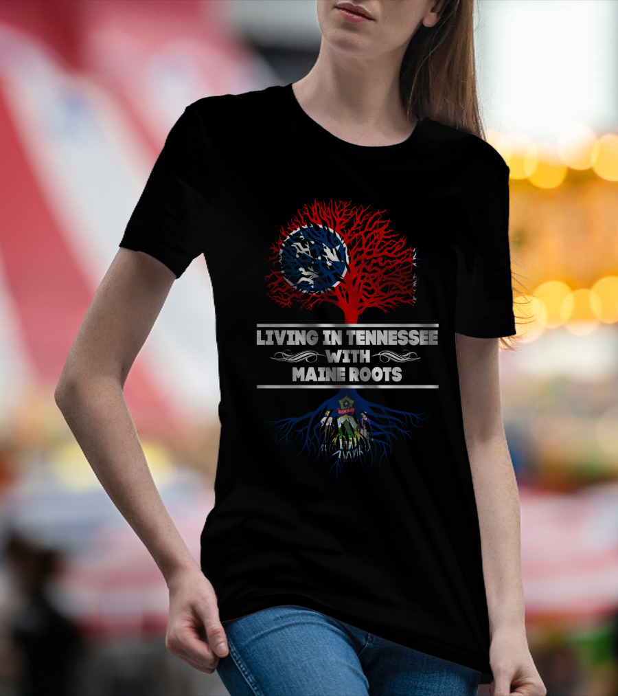 Tennessee Living Maine Heritage Tree With American Flag T-Shirt
