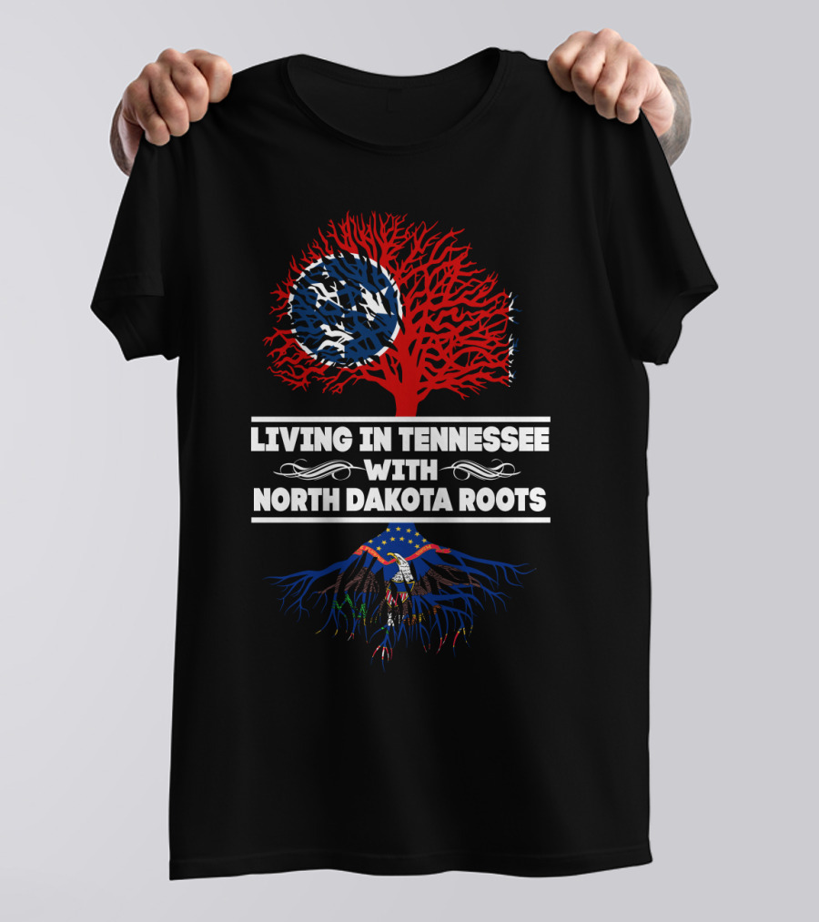 Dual Heritage Pride: Tennessee Living With North Dakota Roots Featuring State Symbols T-Shirt