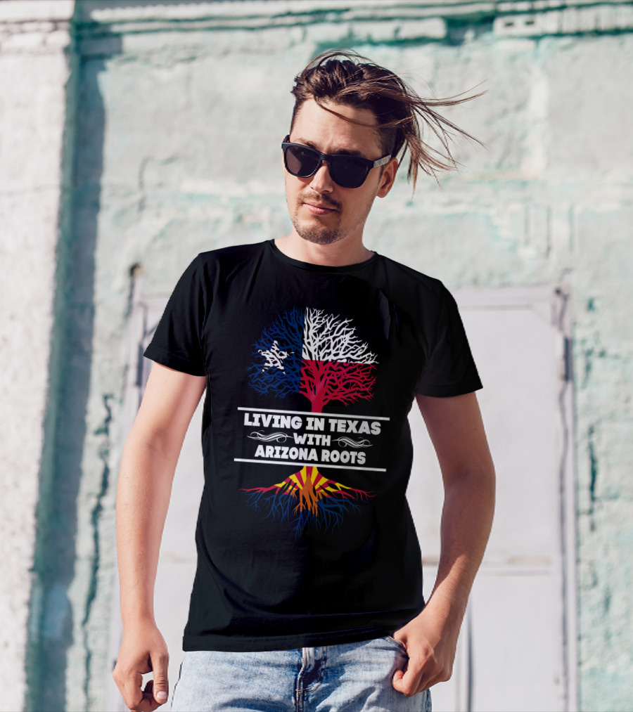Lone Star State Living With Arizona Roots Tree Design Flag Colors T-Shirt