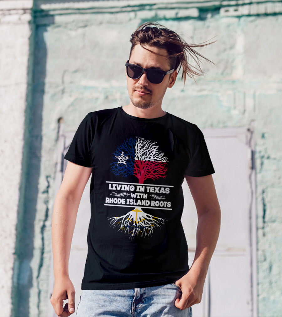Texas And Rhode Island Heritage: Lone Star And Ocean State Tree Roots T-Shirt