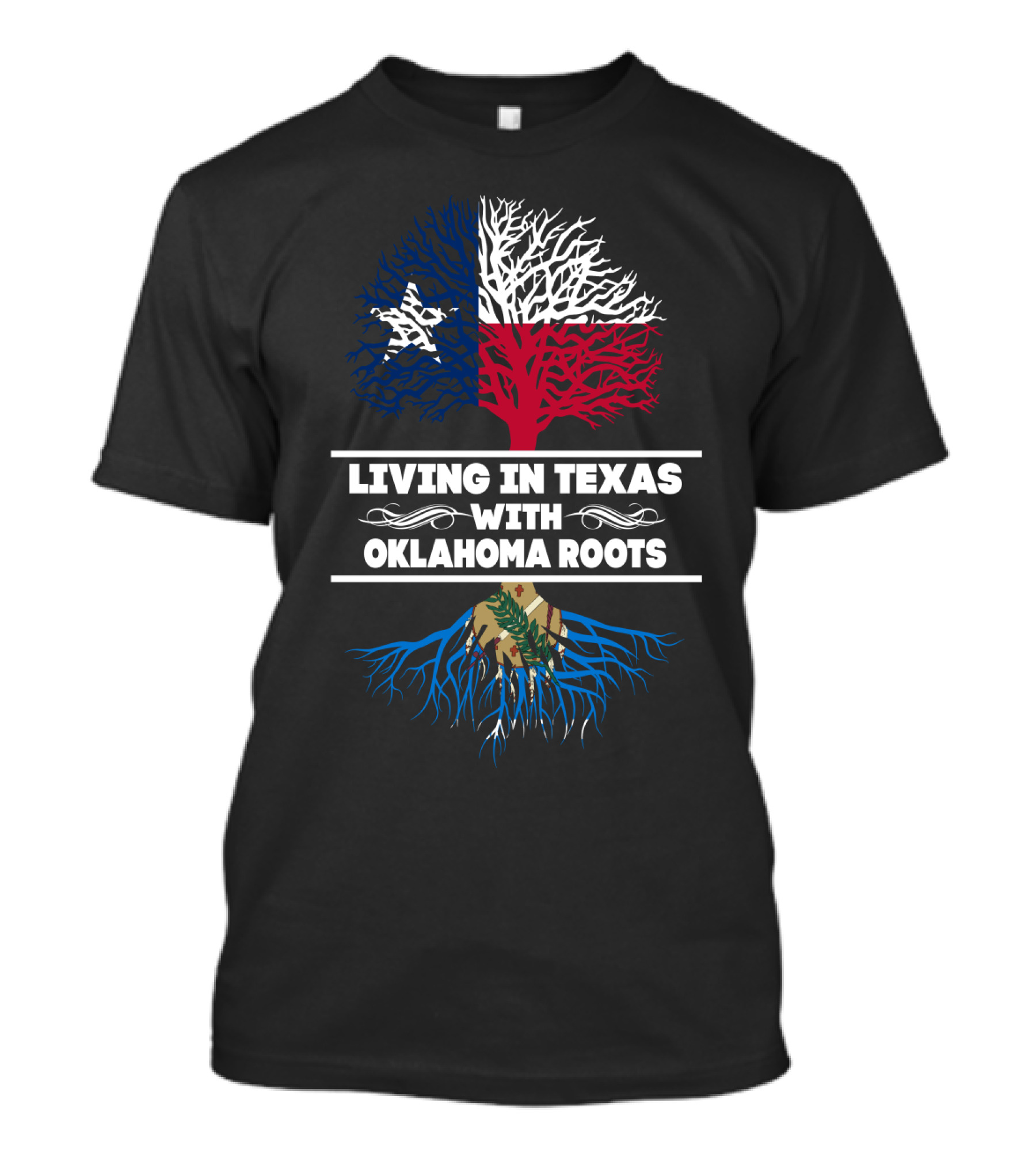 Texas Pride Tree With Oklahoma Roots Flag Colors T-Shirt