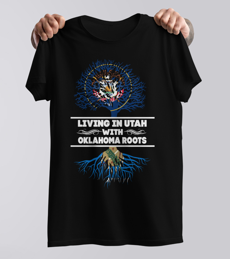 Utah And Oklahoma State Heritage Tree With Roots T-Shirt