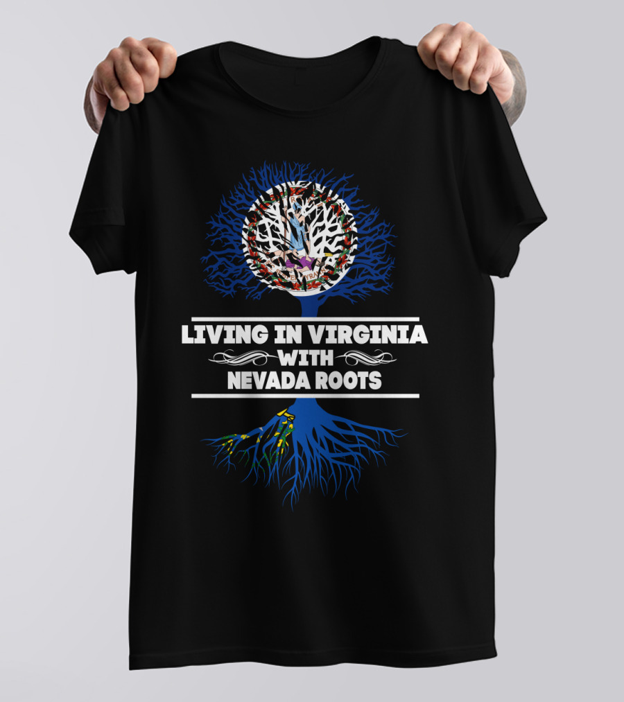 Living In Virginia With Nevada Roots Blue Tree Design Virginia Seal T-Shirt