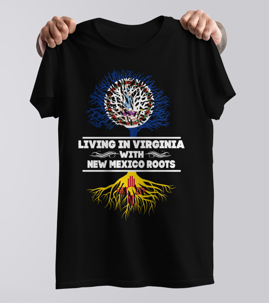 Living In Virginia With New Mexico Zia Roots And State Flag Symbolism T-Shirt