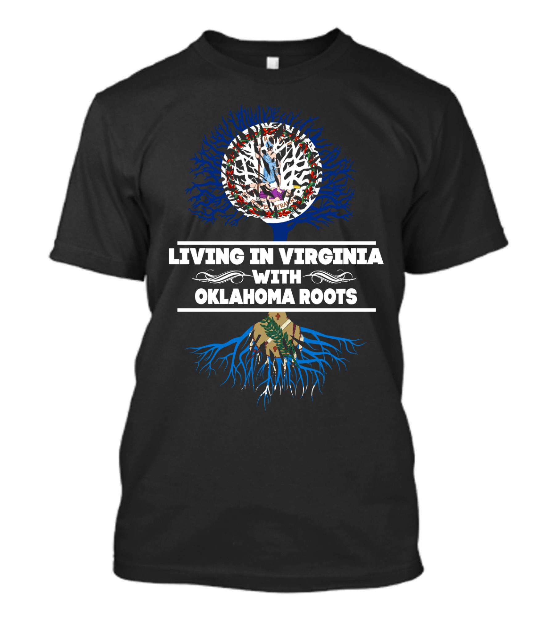 Living In Virginia With Proud Oklahoma Roots And State Symbols Tree T-Shirt