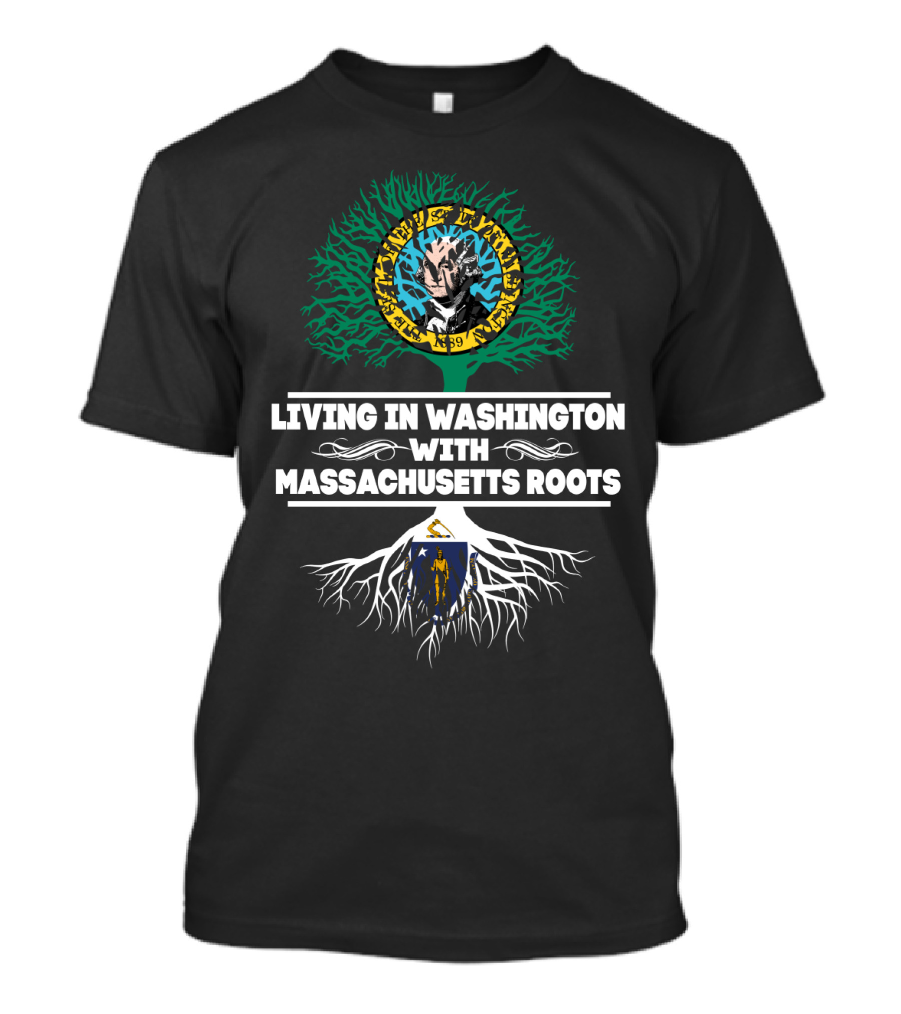 Living In Washington With Massachusetts Roots New England Revolution Patriots Logo Family Heritage T-Shirt