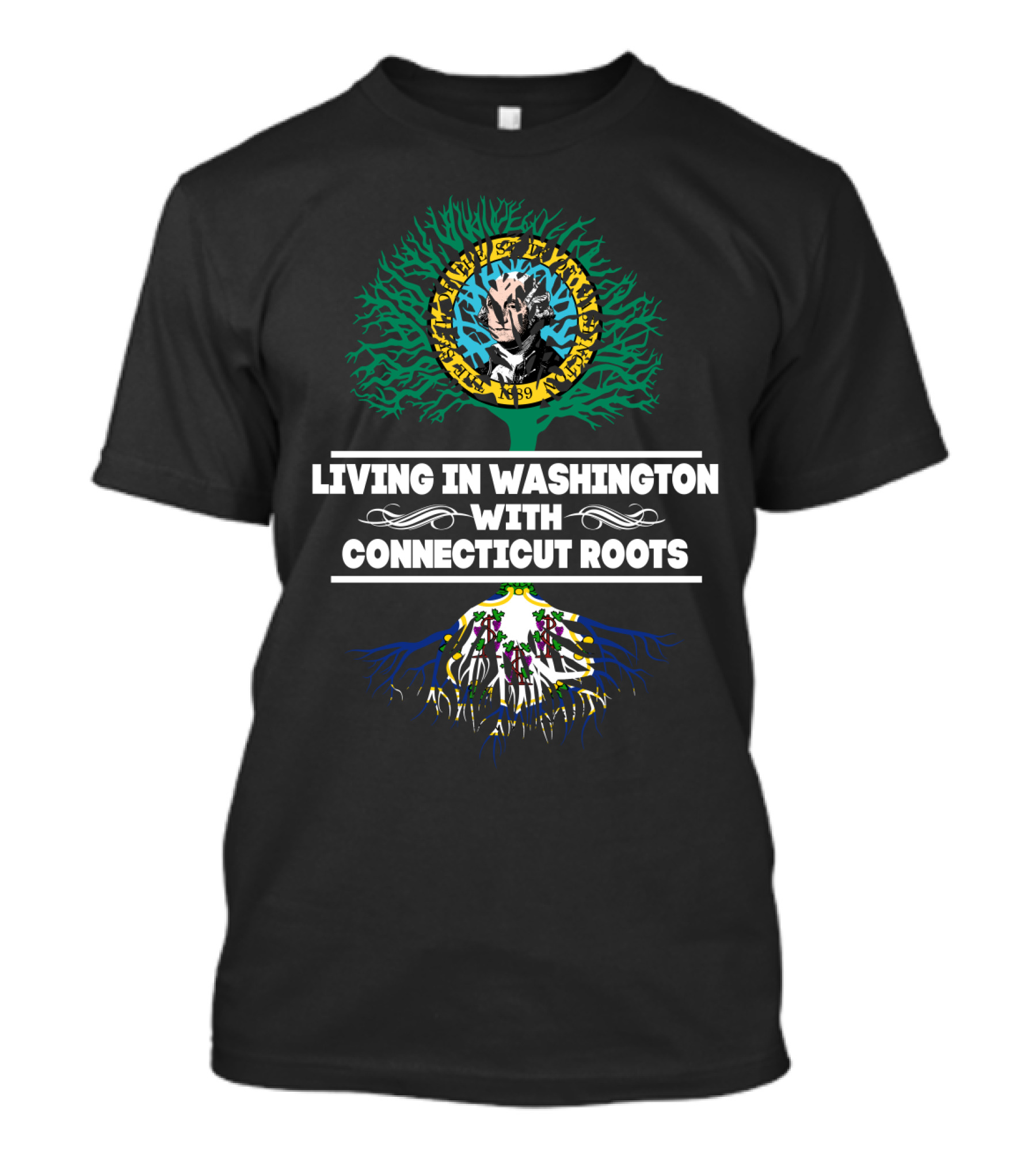 Living In Washington With Connecticut Roots Tree Of Life Black Heritage And Culture T-Shirt