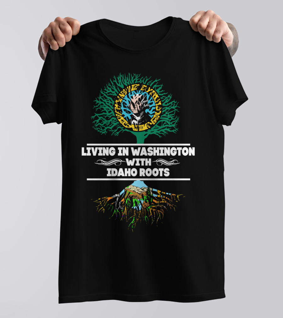 Situated In Washington Highlighting Deep Idaho Roots With Wrestling Emblem And Tree T-Shirt