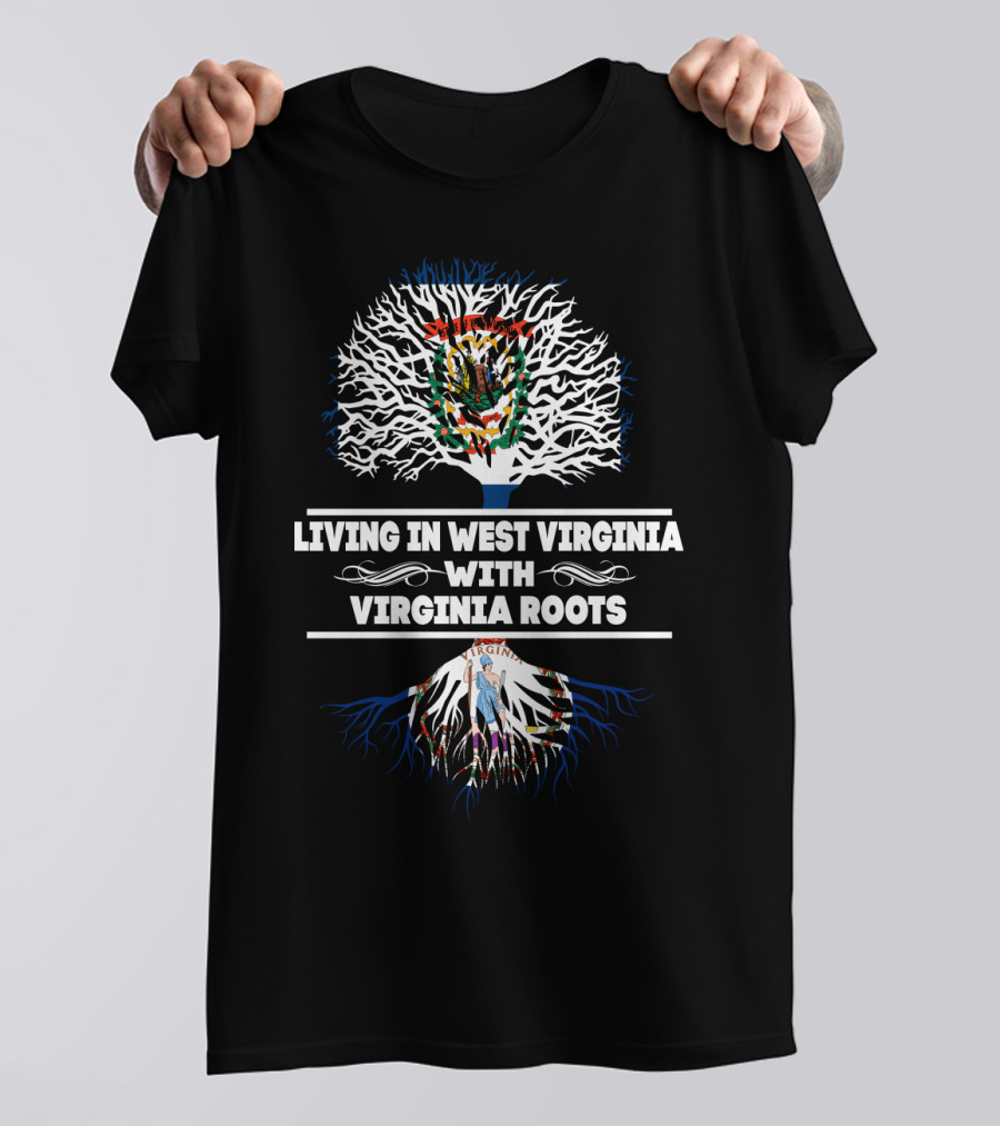 West Virginia Heritage With Virginia Roots Tree T-Shirt