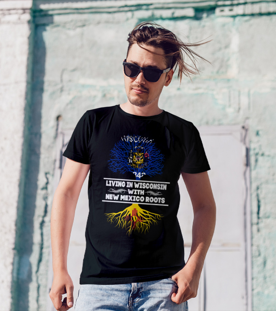 Wisconsin Pride With New Mexico Heritage Featuring State Seals And Tree Symbolism T-Shirt