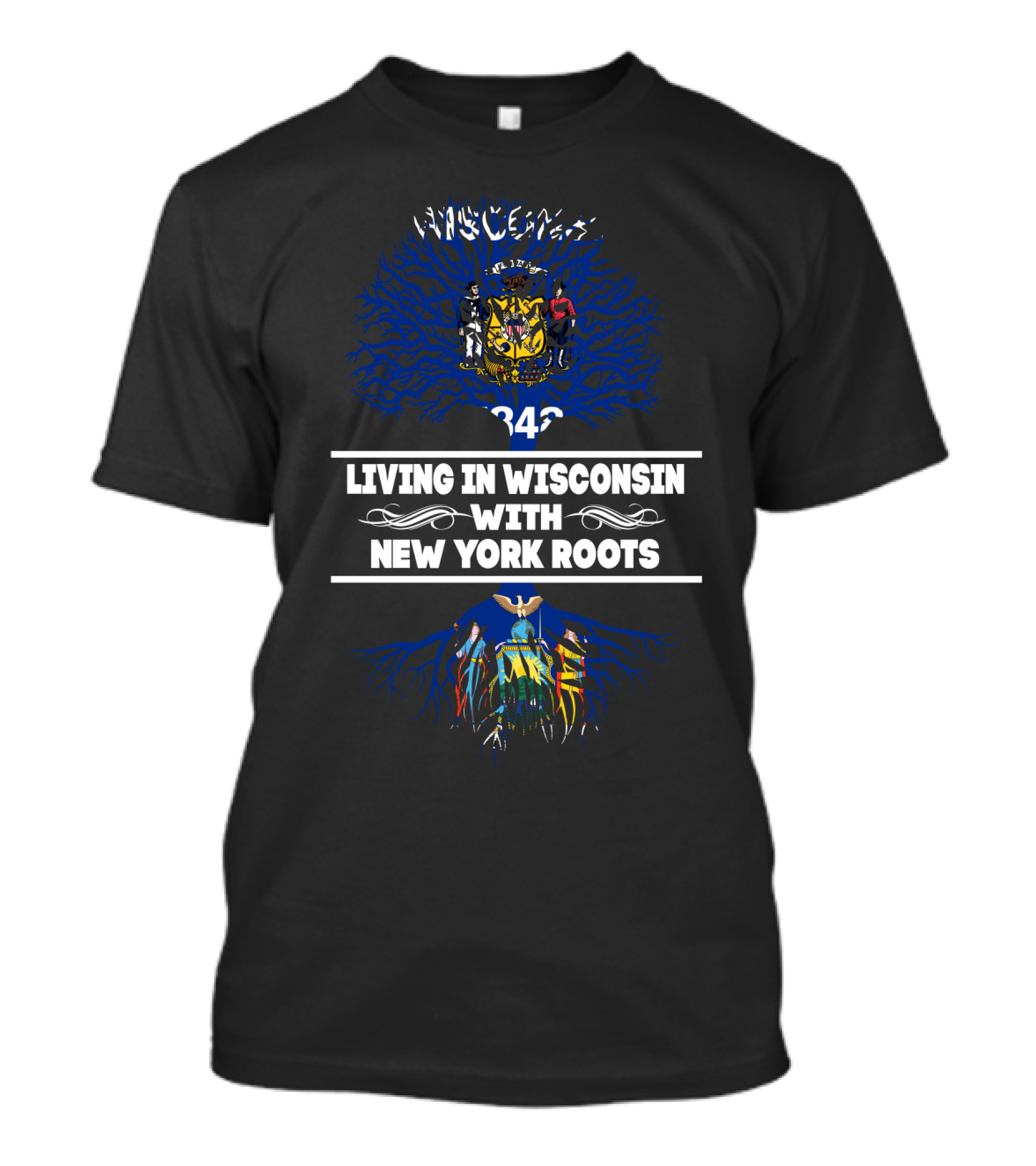 Wisconsin Pride With New York Heritage Symbolic Tree T-Shirt