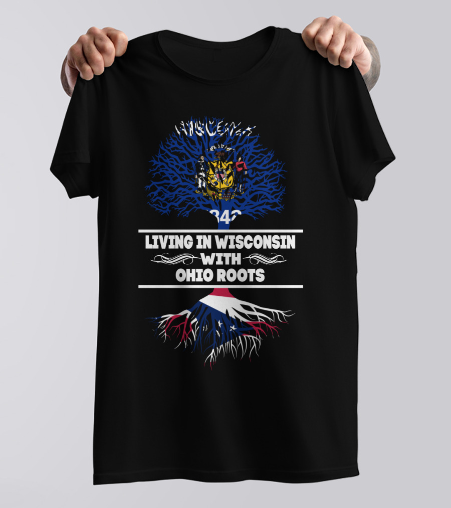 Wisconsin Living Ohio Roots Emblematic Flag Tree T-Shirt