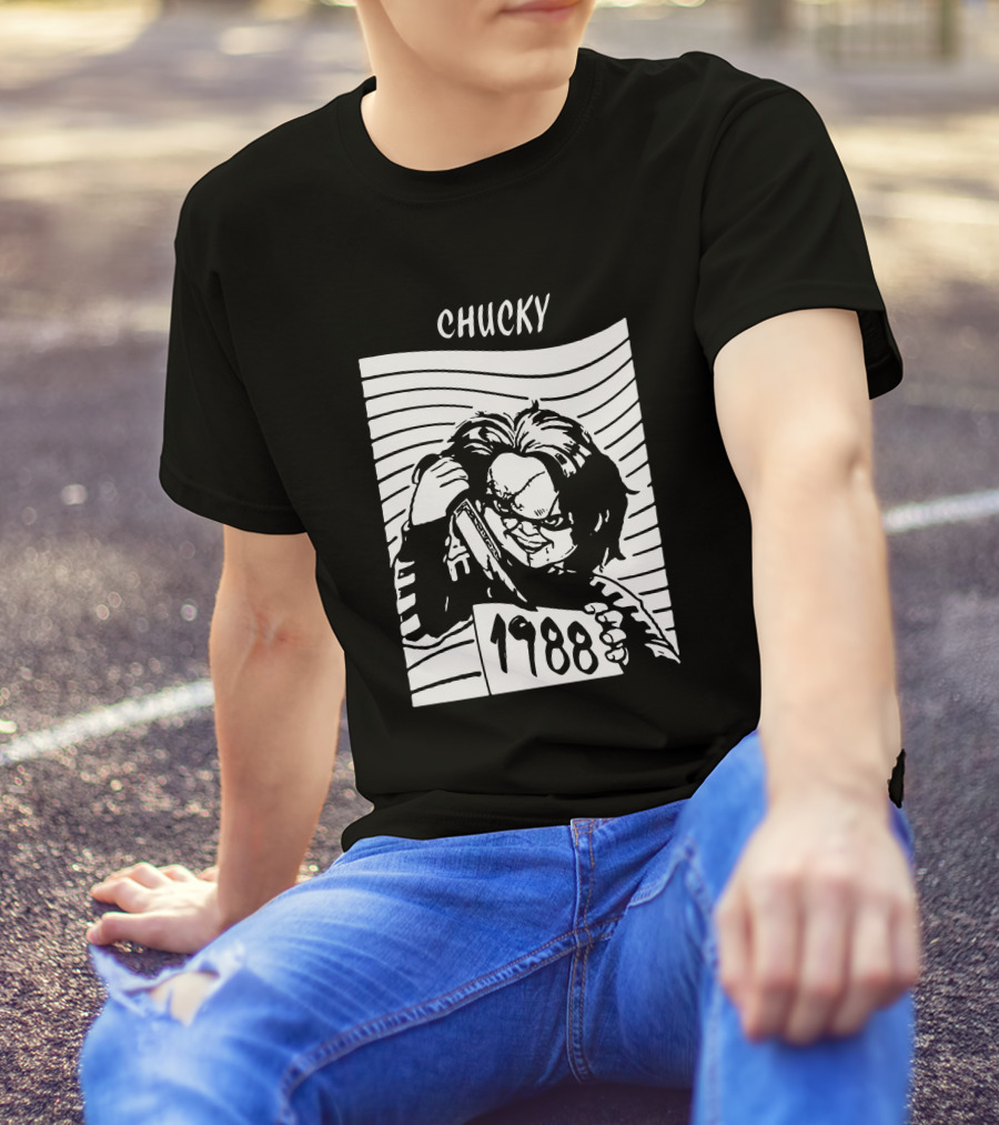 Chucky 1988 Horror Classic Movie Character With Knife T-Shirt