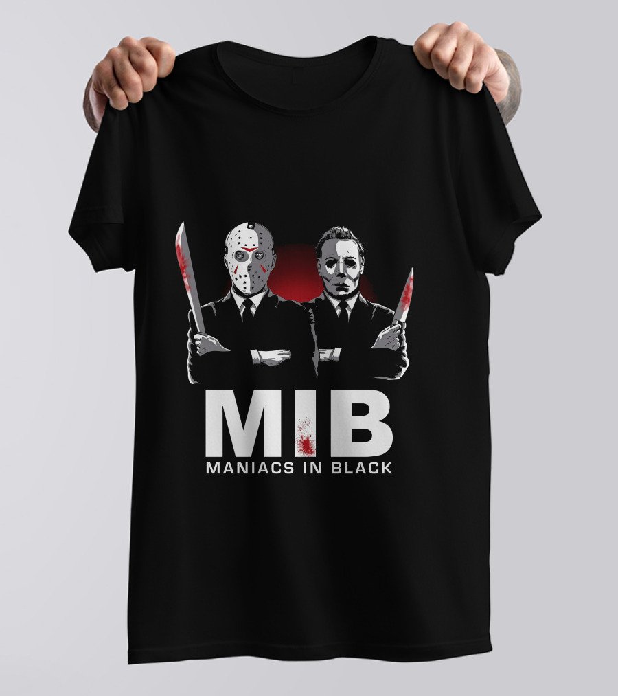 MIB Maniacs In Black Jason Voorhees Michael Myers Horror Crossover T-Shirt