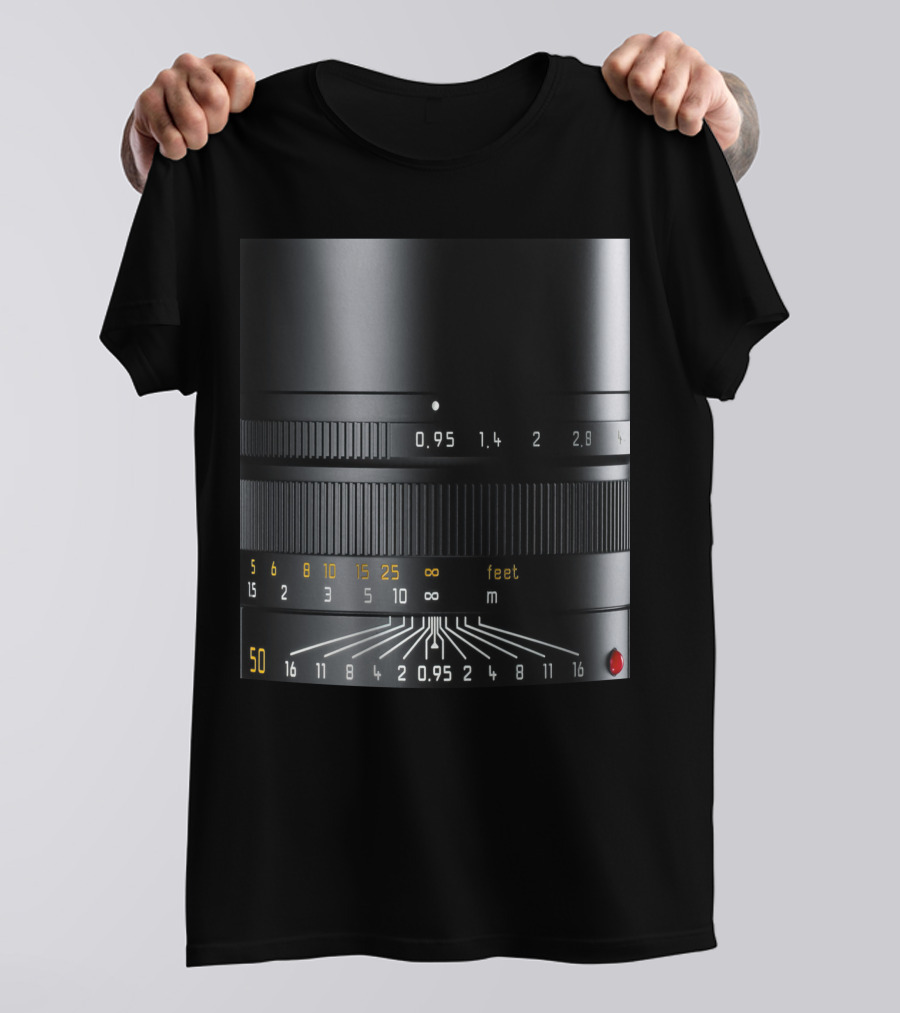 Photographer Camera Lens Detail 50mm 0.95 Aperture Measurement T-Shirt