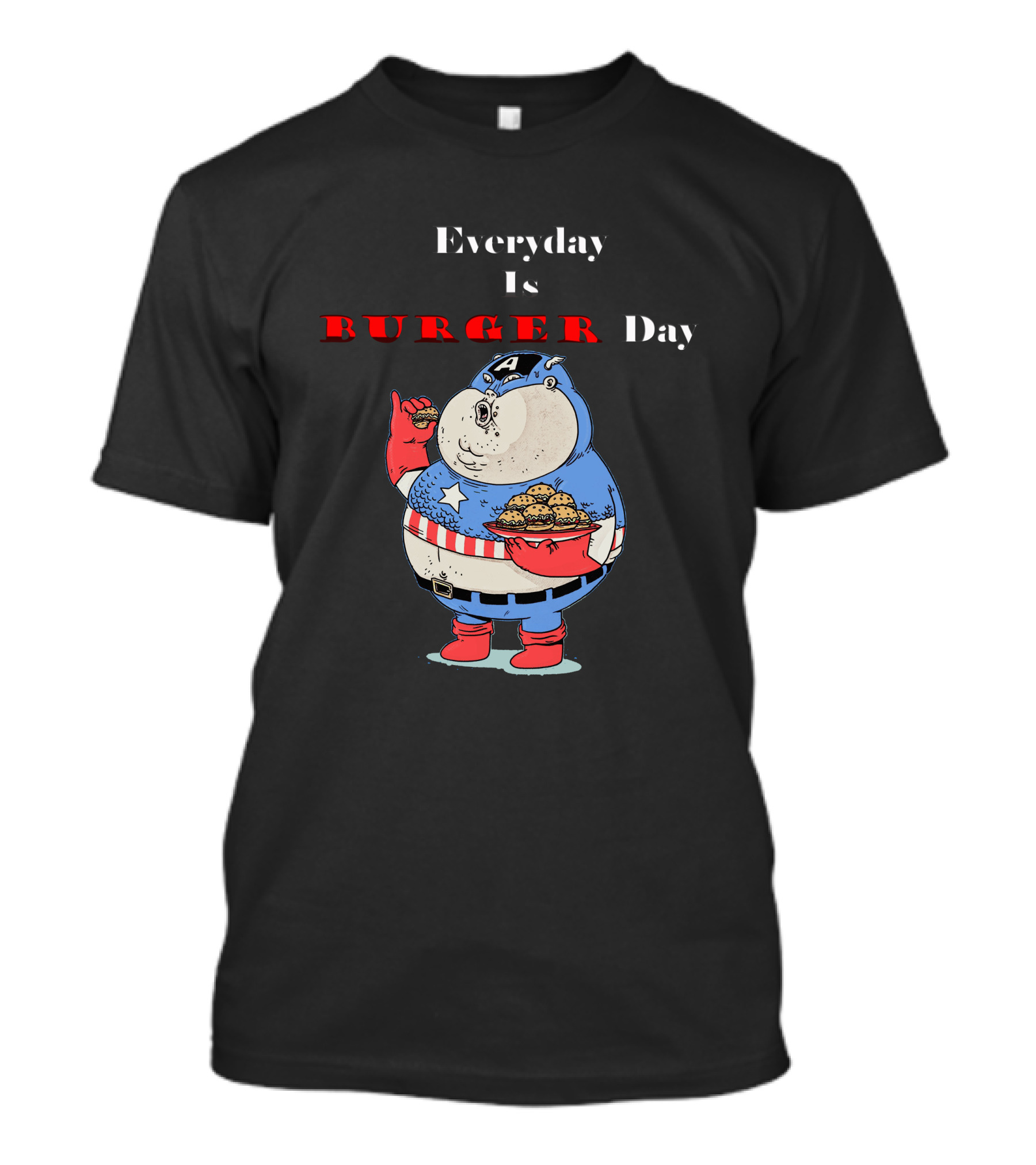 Everyday Is Burger Day Fat Captain America T-Shirt