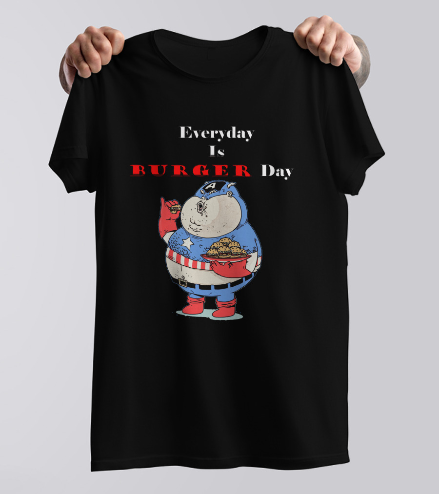 Everyday Is Burger Day Fat Captain America T-Shirt