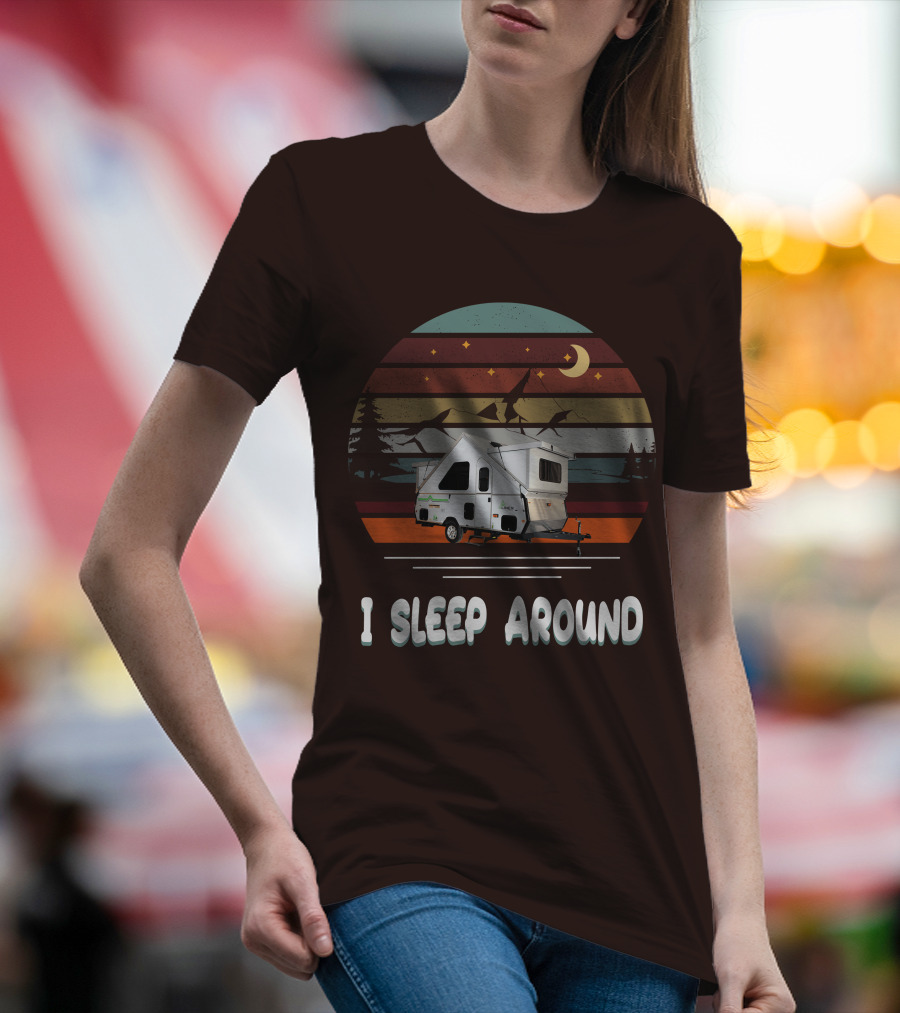 Aliner Camping I Sleep Around Camper Retro Mountain Scenery T-Shirt