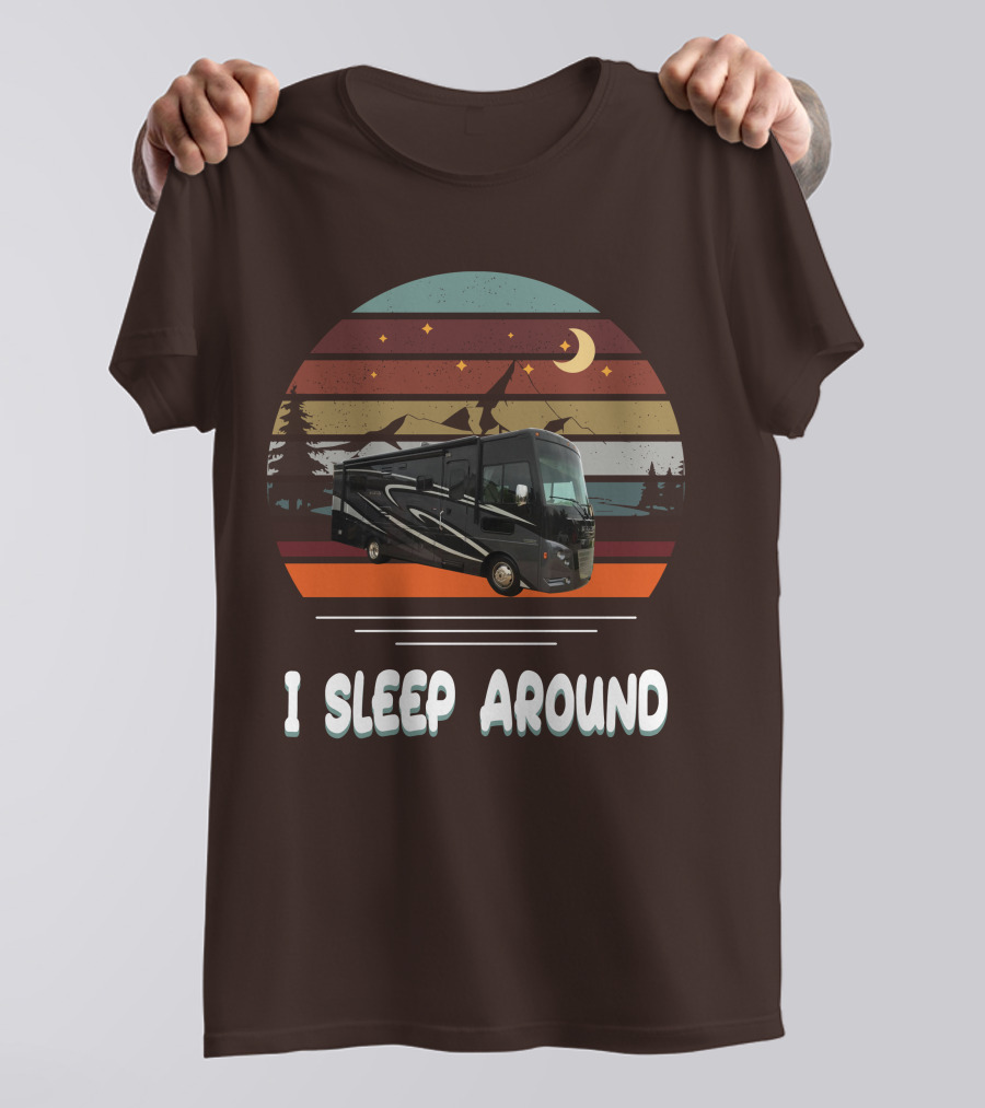 Winnebago Vista LX 27 I Sleep Around Retro Moon Stars Camping T-Shirt